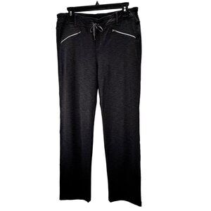 Kuhl Mova Zip Pants 12 Charcoal Gray Drawstring Waist Ankles Pockets Yoga Hiking